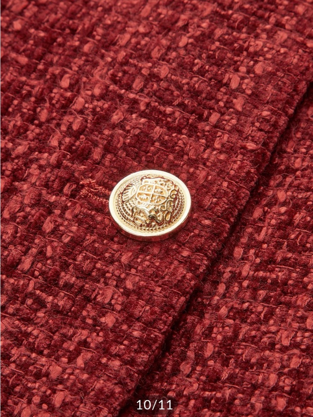 Commense Burgundy Button Down Slit Tweed Blazer - Picture 10 of 11